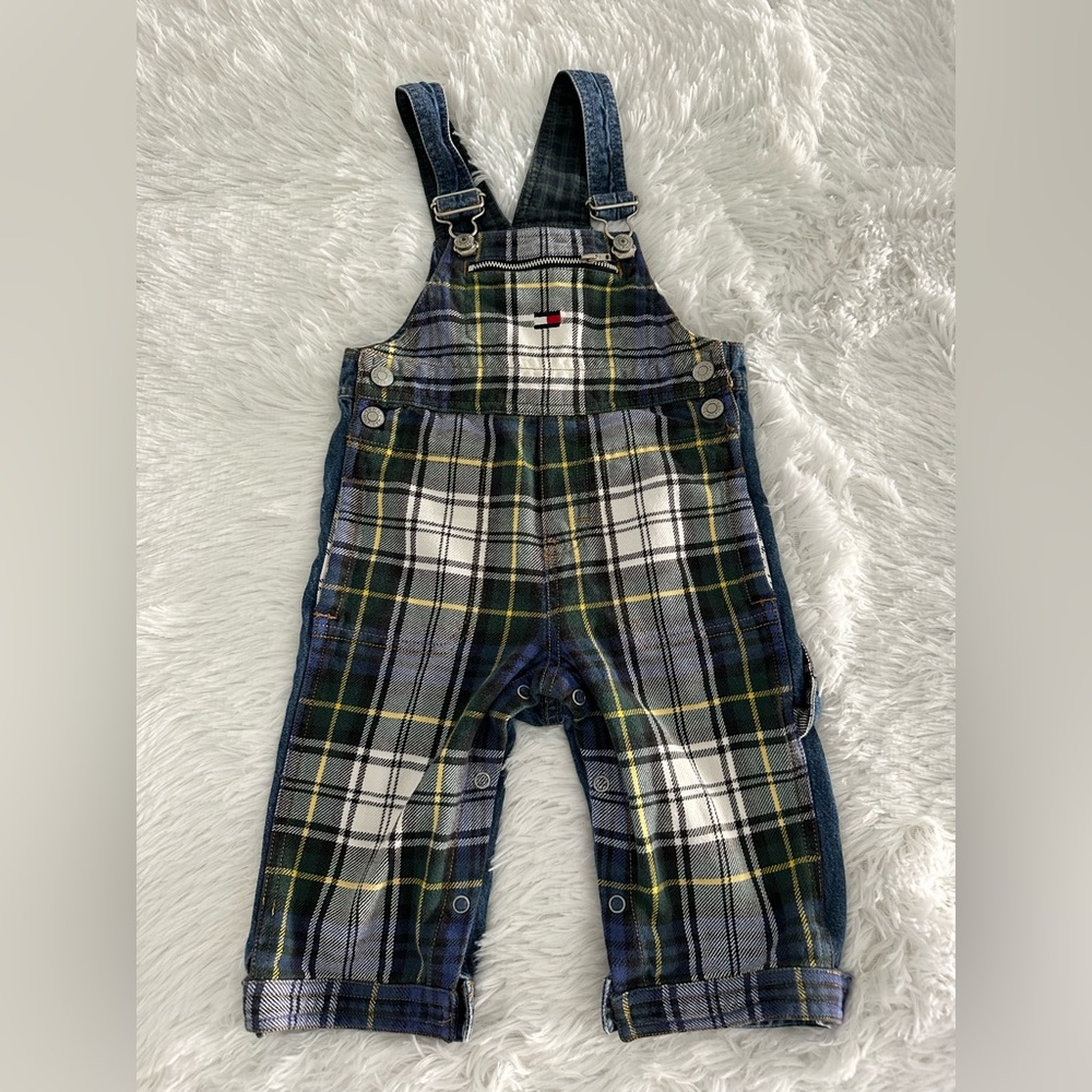 Tommy Hilfiger Vintage Y2K Plaid‎ toddler overalls 12-18m